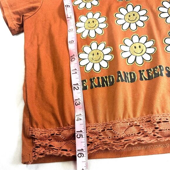 Lily Bleu Sunshine Happy Face Brown White Girls Short Sleeve tee shirt Sz 8 - Picture 8 of 9